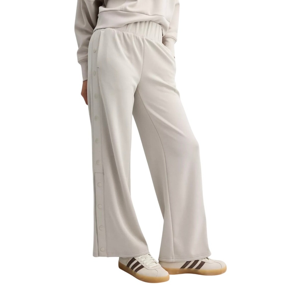 FLX High Rise Solace Side Snap Pants XL Cream Ivory Track Pant Sporty Minimalist